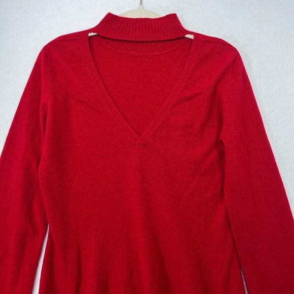 Rebecca Minkoff Sweater Women Medium Red 100% Cashmere Retro 70s Mob Wife Flare - Picture 5 of 11